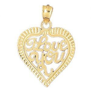Dazzlers Jewelry I Love You Pendant Necklace Charm Bracelet in Yellow, White or Rose Gold 10175, MP…