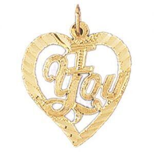 Dazzlers Jewelry I Love You Pendant Necklace Charm Bracelet in Yellow, White or Rose Gold 10179, MP…