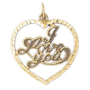 Dazzlers Jewelry I Love You Pendant Necklace Charm Bracelet in Yellow, White or Rose Gold 10176, MP…