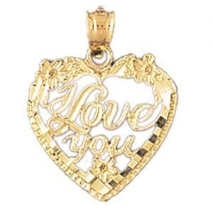 Dazzlers Jewelry I Love You Pendant Necklace Charm Bracelet in Yellow, White or Rose Gold 10184, MP…