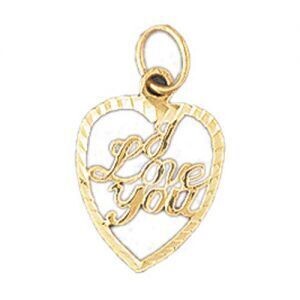 Dazzlers Jewelry I Love You Pendant Necklace Charm Bracelet in Yellow, White or Rose Gold 10178, MP…
