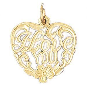 Dazzlers Jewelry I Love You Pendant Necklace Charm Bracelet in Yellow, White or Rose Gold 10169, MP…
