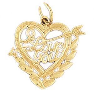 Dazzlers Jewelry I Love You Pendant Necklace Charm Bracelet in Yellow, White or Rose Gold 10172, MP…