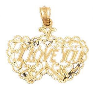 Dazzlers Jewelry I Love You Pendant Necklace Charm Bracelet in Yellow, White or Rose Gold 10162, MP…