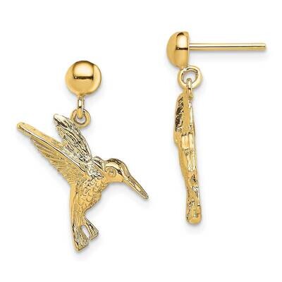 Hummingbird Dangle Earrings Ball Top 14k Gold TE671, MPN: TE671, 637218042234