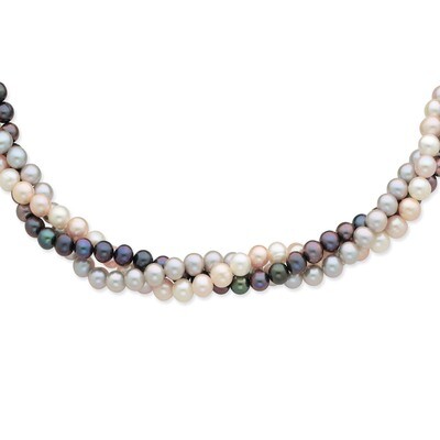 6-7mm Multicolor Cultured Pearl Necklace 14k Gold XF413-18, MPN: XF413-18, 883957376769