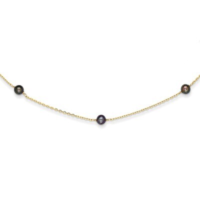 Black Cultured Pearl Necklace 18 Inch 14k Gold PR54-18, MPN: PR54-18, 191101180903