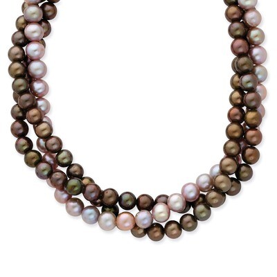 6-7mm Brown Purple Cultured Pearl Necklace 14k Gold XF432-18, MPN: XF432-18, 883957415017