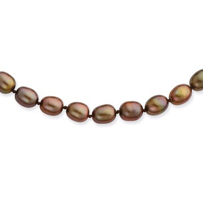 6-7mm Coffee Brown Cultured Pearl Necklace 14k Gold XF430-18, MPN: XF430-18, 883957376844