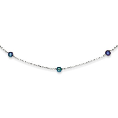 Black Cultured Pearl Necklace 16 Inch 14k White Gold PR55-16, MPN: PR55-16, 191101180910
