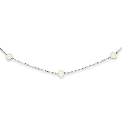 White Cultured Pearl Necklace 16 Inch 14k White Gold PR53-16, MPN: PR53-16, 191101180897