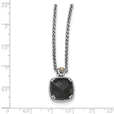 Onyx Necklace Sterling Silver &amp; 14k Gold QTC1213, MPN: QTC1213, 886774377711