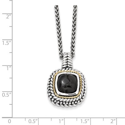 Cabochon Onyx Necklace Sterling Silver &amp; 14k Gold Antiqued QTC1102, MPN: QTC1102, 191101384363