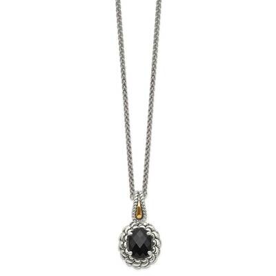 Onyx Necklace Sterling Silver 14k Gold Polished QTC1548, MPN: QTC1548, 883957619873