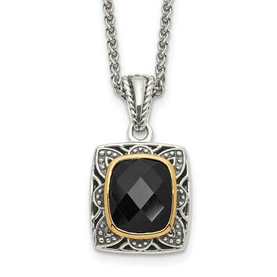 Onyx Necklace Sterling Silver 14k Gold Polished QTC1549, MPN: QTC1549, 883957170916