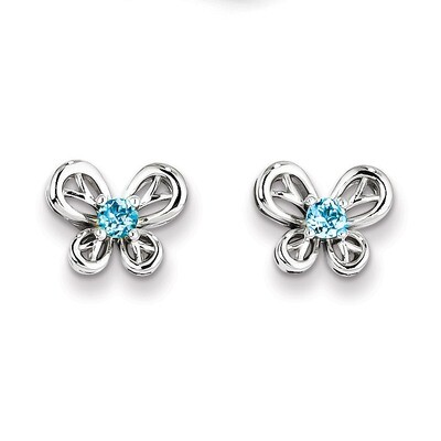Light Swiss Blue Topaz December Earrings Sterling Silver QBE24DEC, MPN: QBE24DEC, 883957396699