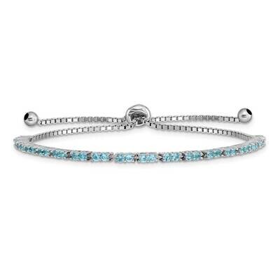 December Birthstone Light Blue CZ Diamond Adj Bracel Sterling Silver Rhodium-plated QG4757DEC, MPN:…