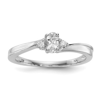 CZ Diamond Birthstone Ring Sterling Silver Rhodium-plated QBR25APR, MPN: QBR25APR, 883957756837