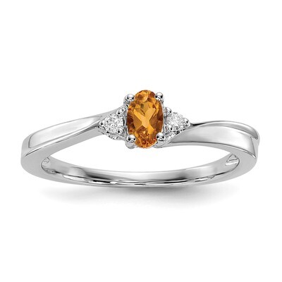 Citrine Birthstone Ring Sterling Silver Rhodium-plated QBR25NOV, MPN: QBR25NOV, 883957574097