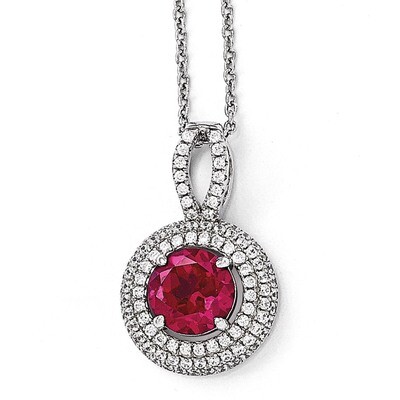 Circle Necklace Sterling Silver &amp; Cubic Zirconia QMP1346-18, MPN: QMP1346-18, 191101195716