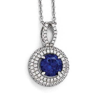 Circle Necklace Sterling Silver &amp; Cubic Zirconia QMP1338-18, MPN: QMP1338-18, 191101195488