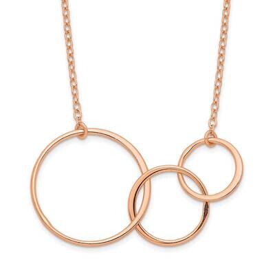 3 Intertwined Circles with 2 In Extender Necklace 16 Inch Sterling Silver Rose-Tone QGR6097-16, MPN…