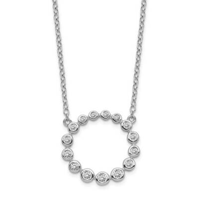 Circle with 2 inch Extender Necklace Sterling Silver Rhodium-plated CZ Diamond QG5421-16, MPN: QG54…