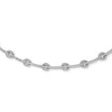 Circle &amp; Bar Link with 2 inch Extender Necklace Sterling Silver Rhodium-plated CZ Diamond QG5346-16…