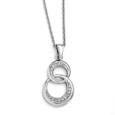 Circle Necklace Sterling Silver &amp; Cubic Zirconia Polished QMP189-18, MPN: QMP189-18, 886774297781
