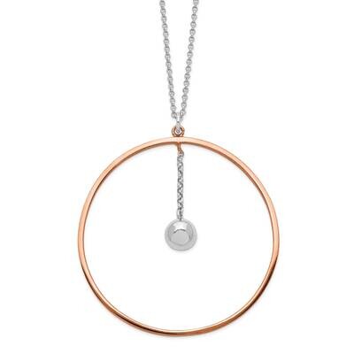 Rose Gold-Plated Diamond-Cut 1.5Inch Extension Circle Necklace Sterling Silver Rhodium-Plated QG538…