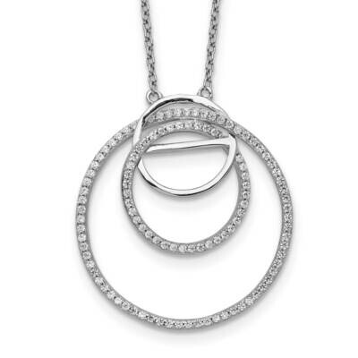 CZ Diamond Loop Circles with 2 In. Extender Necklace 16 Inch Sterling Silver Rhodium-Plated QG5457-…