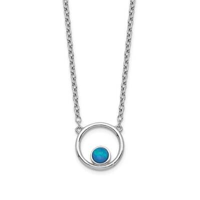 Created Opal Circle with 2 Inch Extension Necklace Sterling Silver Rhodium-plated QG5196-16, MPN: Q…