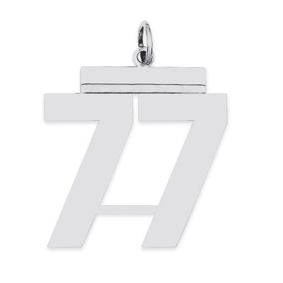 Charm Number 77 Polished Sterling Silver Large QPL77, MPN: QPL77, 191101281273