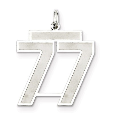 Pendant Number 77 Satin Sterling Silver Large QPP77, MPN: QPP77, 191101282164