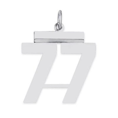 Pendant Number 77 Polished Sterling Silver Medium QMS77, MPN: QMS77, 191101278495