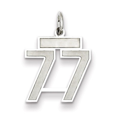 Charm Number 77 Satin Sterling Silver Small QPS77, MPN: QPS77, 191101283055