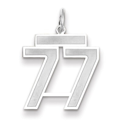 Number 77 Charm Medium Satin 14k white Gold WSM77, MPN: WSM77, 883957079394