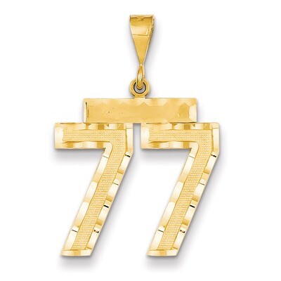 Number 77 Charm 14k Gold Large Diamond-cut LN77, MPN: LN77, 883957122687