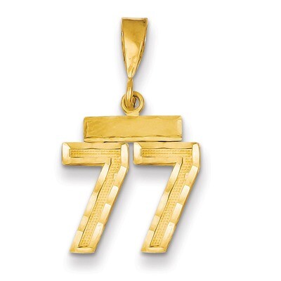 Number 77 Charm 14k Gold Small Diamond-cut SN77, MPN: SN77, 883957107844