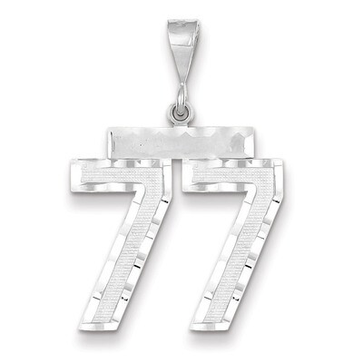 Number 77 Charm 14k white Gold Large Diamond -cut WLN77, MPN: WLN77, 883957124537
