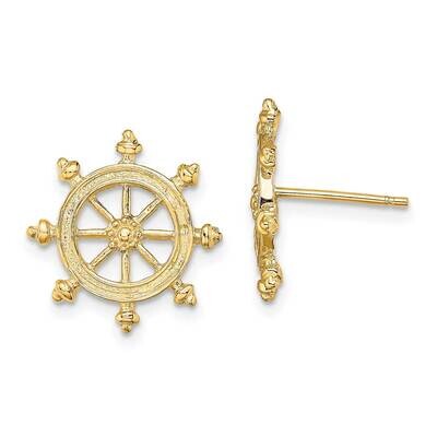 Ship&#39;S Wheel Post Earrings 14k Gold TE833, MPN: TE833, 637218067039