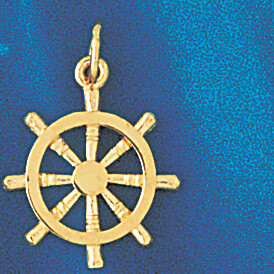 Dazzlers Jewelry Ship Wheel Pendant Necklace Charm Bracelet in Yellow, White or Rose Gold 1199, MPN…