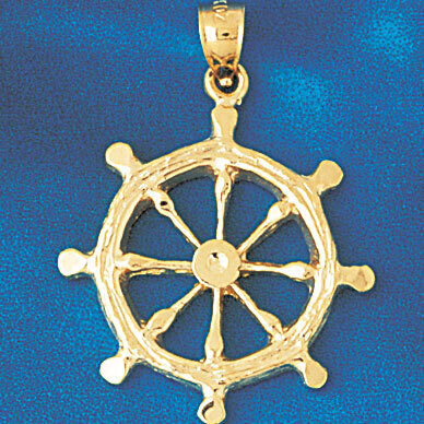 Dazzlers Jewelry Ship Wheel Pendant Necklace Charm Bracelet in Yellow, White or Rose Gold 1189, MPN…
