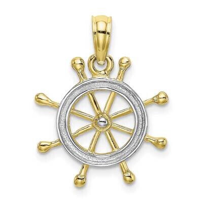 Ship Wheel Pendant 10k Gold &amp; Rhodium 10K9214, MPN: 10K9214, 63721818682