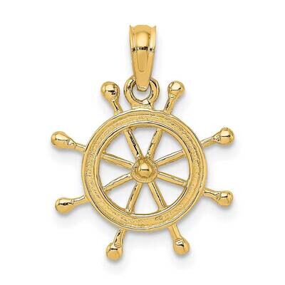 Ship Wheel Charm 14k Gold 2-D K7926, MPN: K7926, 637218045174