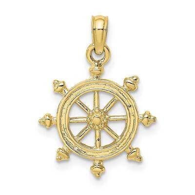 2-D Engraved Ship Wheel Charm 10k Gold 10K8036, MPN: 10K8036,