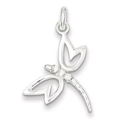 Diamond Dragonfly Pendant Sterling Silver QC7566, MPN: QC7566, 883957546988