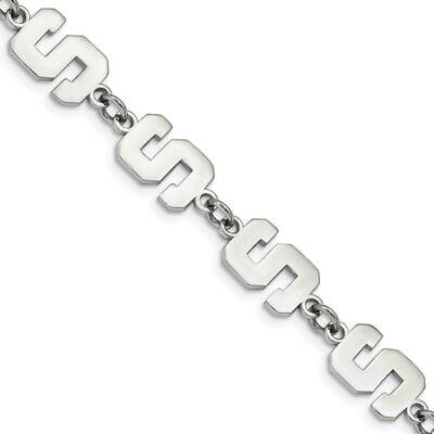 Michigan State University Logo Link with 1.5 In Extender Bracelet Stainless Steel ST515MIS, MPN: ST…