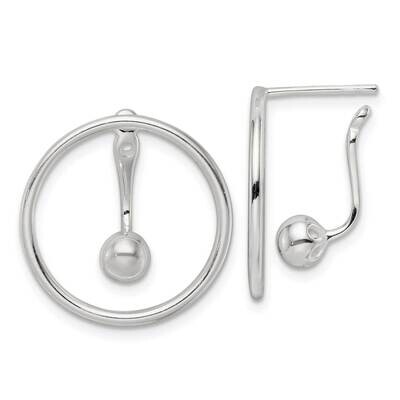 Circle with Drop &amp; Dangle Threader Post Earrings Sterling Silver Polished QE16018, MPN: QE16018, 19…
