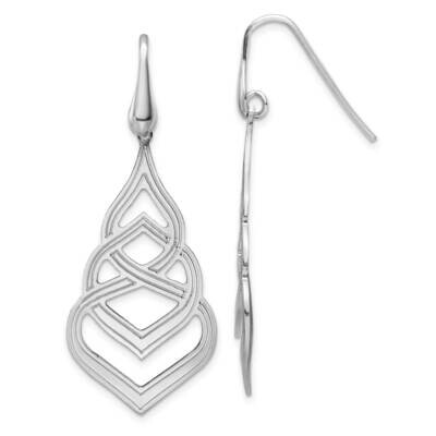 Sterling Silver Rhodium Polished Grooved Fancy Drop Dangle Earrings Sterling Silver Rhodium-Plated …
